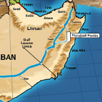 **Strategic Location of Yemen**: "Illustrate a map highlighting Yemen's strategic position at the southern tip of the Arabian Peninsula, showcasing its proximity to the Red Sea and Gulf of Aden, with trade routes leading to East Asia and Europe."