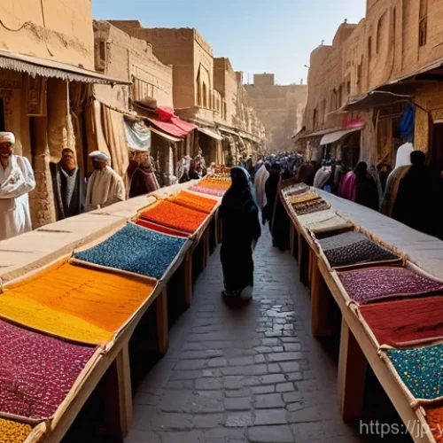 예멘 전통 시장 수크  체험 - **A Vibrant Tapestry of Colors and Scents in an Ancient Yemeni Souk**
    "A bustling, vibrant marke...