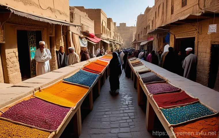 예멘 전통 시장 수크  체험 - **A Vibrant Tapestry of Colors and Scents in an Ancient Yemeni Souk**
    "A bustling, vibrant marke...