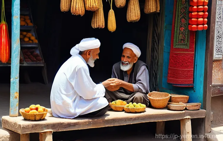 예멘 전통 시장 수크  체험 - **Artisanal Craftsmanship and Historic Alleyways of a Yemeni Souk**
    "A close-up, detailed view o...
